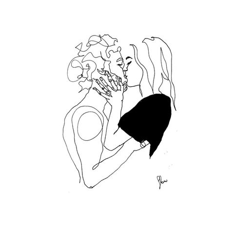 Artist Uses Simple Line Drawings To Capture A Couple's Intimate Moments From the Female Perspective | artFido Tattoo Line Art, Minimalist Drawing, Art Couple, Simple Line Drawings, Lesbian Art, Couple Illustration, Art Minimaliste, Arte Inspo, Art Et Illustration