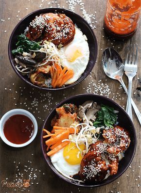 Crispy Shrimp Bibimbap Bowls Bibimbap Bowls, Bibimbap Bowl, Resep Vegan, Different Types Of Food, Bibimbap Recipe, Peach Kitchen, Crispy Shrimp, Makanan Diet, Munnar