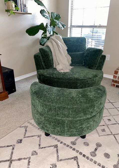 Check out this Amazon review of Chair and A Half with Ottoman, 360° Swivel Chair Modern Circle Round Love Seat Sofa Couch Set Big Comfy Accent Barrel Chairs Living Room Bedroom Lounge Reading Corner Furniture with 4 Pillows (Green) Conversation Corner Ideas, Barrel Chairs Living Room, Circle Couch, Love Seat Sofa, Pillows Green, Big Comfy Chair, 4 Pillows, Cuddle Chair, Barrel Chairs