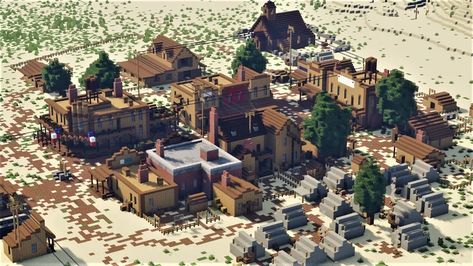 Minecraft Western House Ideas, Town Layout, Aesthetic Minecraft Builds, Minecraft Kitchens, Minecraft Kingdom, Mine Minecraft, Old Western Towns, Old West Town, Minecraft Farm