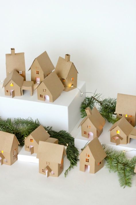 Diy Christmas Village Houses, Paper House Diy, Decoracion Navidad Diy, Reusable Advent Calendar, Advent House, Cool Advent Calendars, Christmas Advent Calendar Diy, Scandinavian Christmas Decorations, Diy Christmas Village