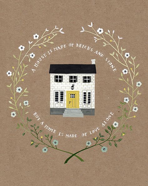 A Home is Made... Illustration Design Graphique, 404 Pages, House Illustration, Pola Sulam, House Portraits, Art Et Illustration, Brick And Stone, Art And Illustration, Art Watercolor