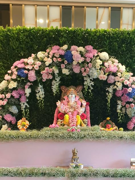 Floral Ganpati Decoration, Krishna Decoration, Bappa Decoration, Gauri Decoration, Flower Decoration For Ganpati, Lord Vinayaka, Ganesh Decoration, Ganpati Decoration Theme, Ganpati Decor