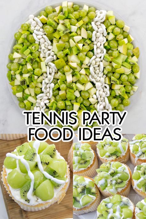 Serve Up a Tennis Ball Party Fruit Tray | Tonya Staab Tennis Party Food Ideas, Tennis Match Food Ideas, Tennis Themed Food, Tennis Party Food, Tennis Centerpieces Ideas, Party Fruit Tray, Tennis Food, Tennis Themed Party, Tournament Food