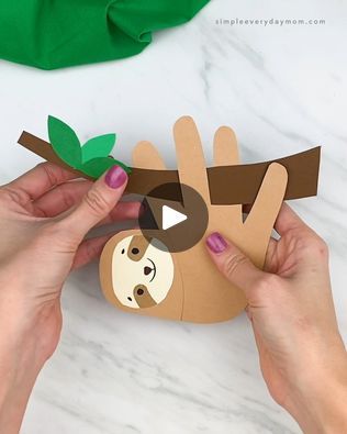 44K views · 54 reactions | Handprint Sloth Craft | 🤎 Sloth Handprint Craft
✂️ Grab the printable template on the blog | By Simple Everyday Mom | Facebook Handprint Sloth, Sloth Craft, Handprint Craft, Hand Print, Sloth, Template Printable