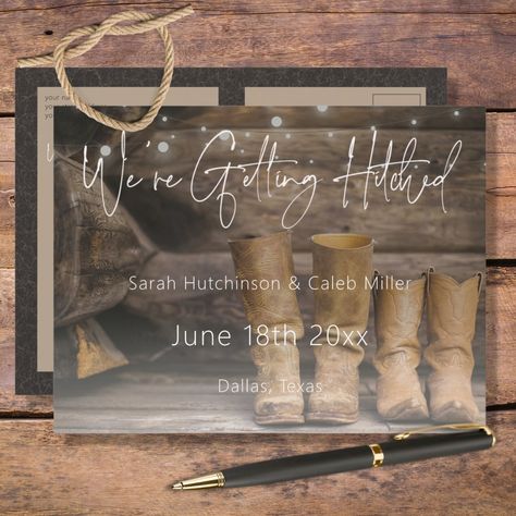 Rustic Cowboy Wedding, Barn Boots, Cowboy Ranch, Cowboy Wedding, Save The Date Postcards, Save The Date Card, Western Wedding, Wedding Save The Date, Casual Wedding