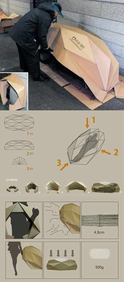 Deployable Structure Architecture, Cocoon Architecture, Paper Folding Architecture, Cardboard Shelter, Homeless Architecture, Homeless Project, Homeless Shelter Ideas, Folding Architecture, Homeless Housing