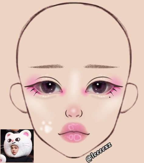 Skz Makeup, Makeup Looks Drawing, Makeup Ideas Drawing, Asian Makeup Tutorials, Makeup Charts, Makeup Drawing, Cute Eye Makeup, Anime Makeup, Makeup Face Charts