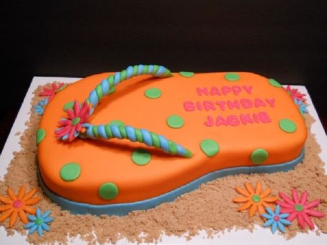 flip flop cake ideas | New Cake Ideas Flip Flop Cake, Flip Flop Cakes, Hawaiian Cake, Pool Cake, Ocean Cakes, Beach Cakes, Luau Birthday, Birthday Cake Ideas, Themed Birthday Cakes