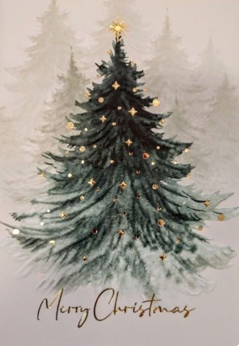 Merry Christmas Background Images, Watercolor Christmas Wallpaper, Christmas Wallpaper Watercolor, Christmas Aesthetic Cards, Painted Christmas Cards Watercolors, Christmas Tree Drawing Aesthetic, Christmas Aesthetic Painting, Merry Christmas Images Wallpaper, Aesthetic Christmas Card Ideas