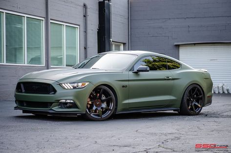 SS Customs ® on Instagram: “Full wrap in Matte Military Green on this Mustang 5.0!  __________________ #sscustoms #paintisdead #vehiclegram #ceramicpropeninsula…” Wrapped Mustang Gt, Dark Green Mustang, Mustang Wraps, Mustang Photoshoot, Mustang Wrap, Green Mustang, Ford Mustang 2016, Car Mustang, Ford Mustang Wallpaper