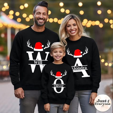 Family Sweaters, Family Christmas Jumpers, Initial Sweatshirt, Letter Sweater, Alphabet Shirt, Family Christmas Outfits, Matching Christmas Outfits, Family Sweater, Couples Sweaters