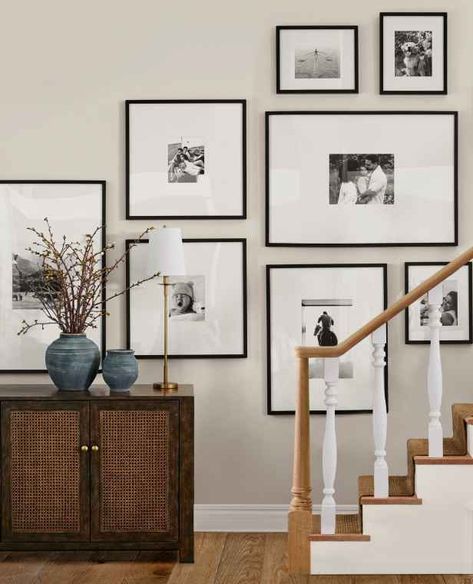 Weekend Project: Gallery Wall Frames Stairway Ideas, Functional Entryway, Lamp Pottery, Wood Gallery Frames, Photo Walls, Office Storage Furniture, Outdoor Dinnerware, Gallery Frames, Gallery Wall Frames