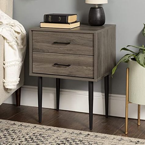 Guest Room Vintage, Chelsea Bedroom, Night Stand Decor, Bachelor Pad Ideas, Glam Bed, 2020 Room, Unique Nightstand, House Bedroom Ideas, Walker Edison Furniture