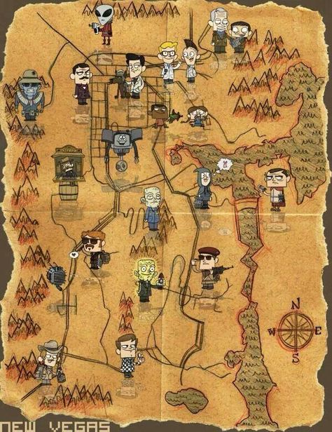 Cutie Fallout New Vegas map!!! Fallout New Vegas Map, Fallout New Vegas Art, Craig Boone, Fallout Map, Missing Assignments, Fallout Facts, Fallout Meme, Fallout Wasteland, Fallout Posters