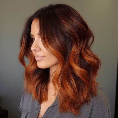 Hair Color Inspiration For Brunettes, Autumn Hair Color, Balayage Hair Copper, Hair Color Inspiration, Dark Ombre Hair, Red Balayage Hair, Rice Mask, Rambut Brunette, Autumn Hair