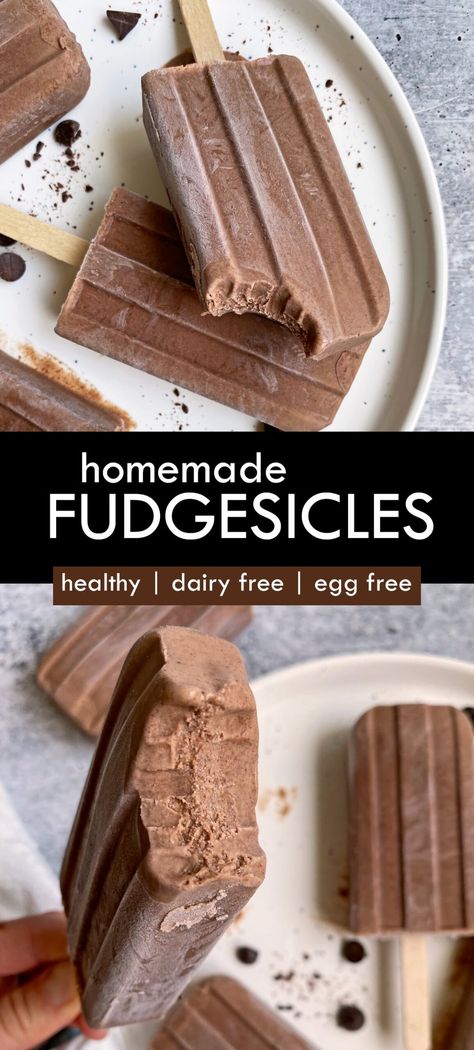 Vegan Fudgesicles, Homemade Fudgesicles, Fudgesicle Recipe, Healthy Fudge, Chocolate Popsicles, Fudge Pops, Paleo Vegan, Popsicle Recipes, Frozen Treat