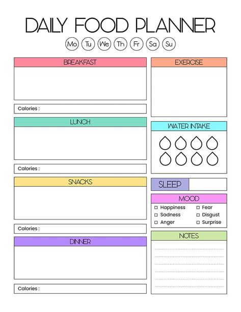 Free Printable Daily Food Planner Daily Food Journal Printable Free, Daily Food Plan, Food Log Printable, Food Journal Printable, Daily Meal Prep, Daily Food Journal, Grocery List Printable Free, Food Diary Template, Meal Planner Printable Free