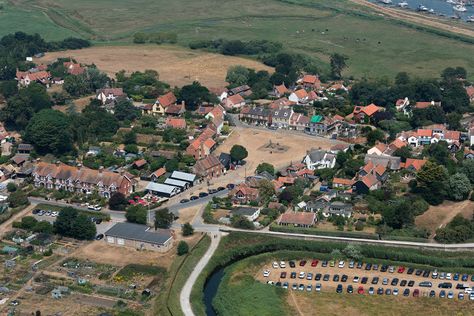 Aerial of The Green (yellow) in Walberswick - Suffolk Walberswick Suffolk, Suffolk Coast, Aerial Images, British Isles, Great Britain, Green Yellow, Dolores Park, Places To Go, Favorite Places