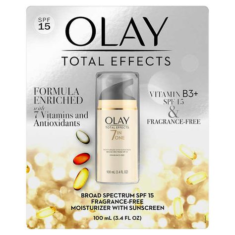 OLAY Total Effects 7-in-1 Moisturizer with Sunscreen SPF 15 Fragrance Free, 3.4 fl oz | Costco Face Washing Routine, Moisturizer With Sunscreen, Makeup Website, Fragrance Free Moisturizer, Spf Face Moisturizer, Skin Retouching, Face Washing, Anti Aging Moisturizer, Facial Moisturizers