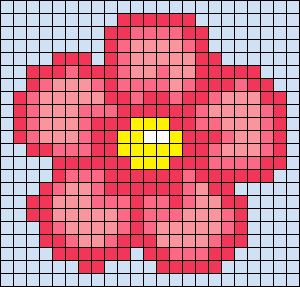 Pixel Art 25x25 Grid, Flower Crochet Alpha Pattern, Simple Flower Pixel Art, Easy Pixel Art Flower, Pixel Art Pattern Flower, Graph Pixel Art, Minecraft Flower Pixel Art Grid, Pixel Flower Art, Small Flower Pixel Art