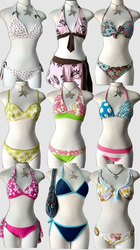 2000s Bikinis Aesthetic, Thong Beach Outfit, Preppy Bikinis, Summer Gyaru, My Dream Wardrobe, Dream Wardrobe, Beach Outfit, Wardrobe, Pins