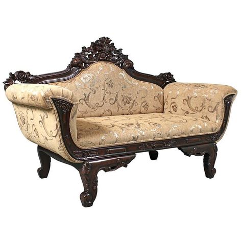 Beauchamp Victorian Parlor Settee - AF51853 - Design Toscano Walnut Sofa, Victorian Sofa, Victorian Parlor, Victorian Home Decor, Abstract Jewelry, Damask Fabric, Antique Sofa, Victorian Furniture, Victorian Decor