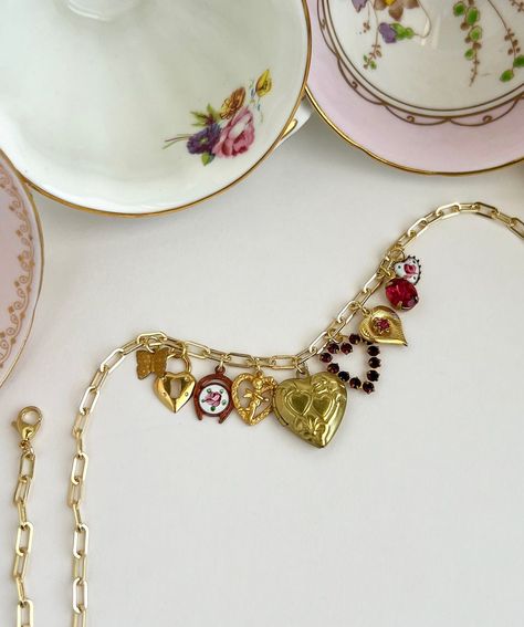 a look into my charm collection 🕊️🌷🫖 #vintagecharms #handmadejewelry #springfashion #springstyle #pinterestinspired #charms… | Instagram Dopamine Jewelry, Charm Collection, Themed Jewelry, Jewelry Inspo, Pink Aesthetic, Vintage Charms, Spring Fashion, Beautiful Jewelry, Charm Necklace