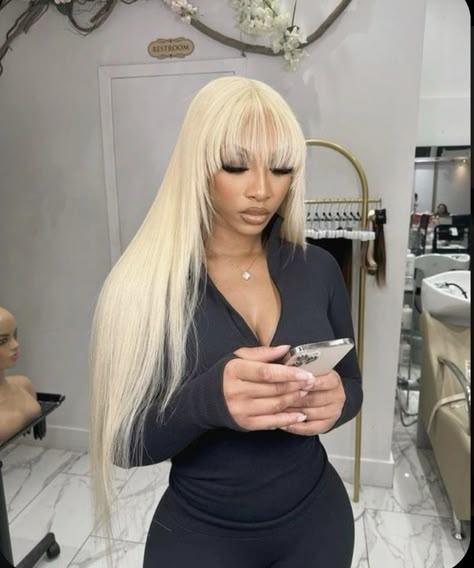 Bangs Blonde Hair, Diy Hair Wig, Frontal Wig Hairstyles, Quick Weave Hairstyles, Frontal Hairstyles, Dope Hairstyles, Hair Laid, Front Lace Wigs Human Hair, Baddie Hairstyles