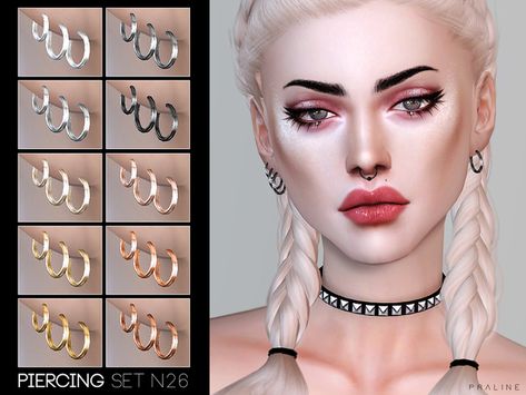 Pralinesims' Piercing Set N26 Sims 4 Piercings, Skirt Diy, Sims 4 Cc Makeup, Free Sims, Sims 4 Dresses, Sims 4 Mm, The Sims 4 Download, Sims Four, Sims4 Clothes