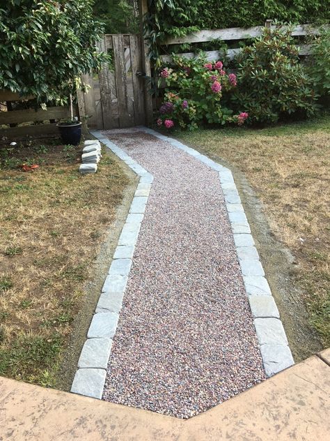 Pathways created with stabilized gravel foundations – CORE Landscape Path To Backyard Gate, Gravel Walkways Paths, Cheap Walkway Ideas, Gravel Walkway, Gravel Pathway, Gravel Landscaping, Walkways Paths, Stone Patio, Gravel Path