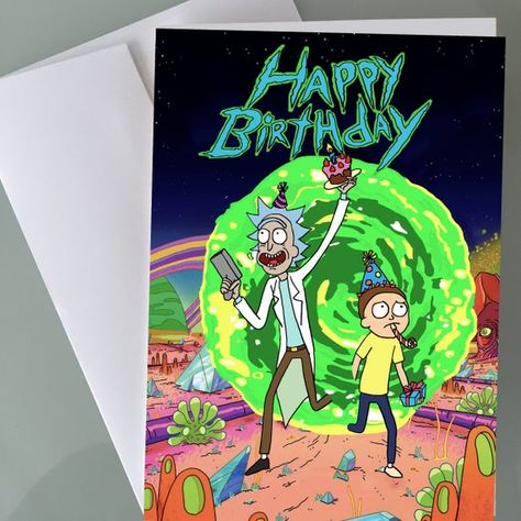 Portal Anime, Rick And Morty Birthday, Funny Husband Birthday Cards, Rick And Morty Funny, Happy Birthday Special Friend, Funny Dad Birthday Cards, Anniversary Cards For Him, Cartoon Birthday, Rude Birthday Cards