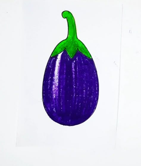 Brinjal Drawing, Drawing For Students, Letter Drawings, Sketch Pen Art, Dot Drawing, Mask Template Printable, Pastel Drawings Easy, Vegetable Drawing