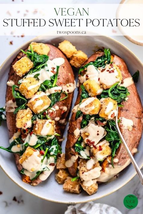 Sweet Potato And Tofu, Tofu Stuffed Sweet Potato, Tofu And Sweet Potato Recipes, Tofu Sweet Potato Recipes, Sweet Potato Recipes Vegetarian, Potato Recipes Vegetarian, Tofu Sweet Potato, Sweet Potato Tofu, Healthy Sweet Potato Recipes