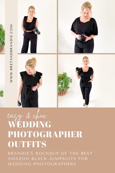 Wedding Outfit Photographer, All Black Photographer Outfit, Outfit For Wedding Photographer, Photographers Outfit What To Wear, Photographer Outfit Summer, What Should Photographer Wear To Wedding, Fall Wedding Photographer Outfit, Wedding Photographers Outfit, Summer Wedding Photographer Outfit