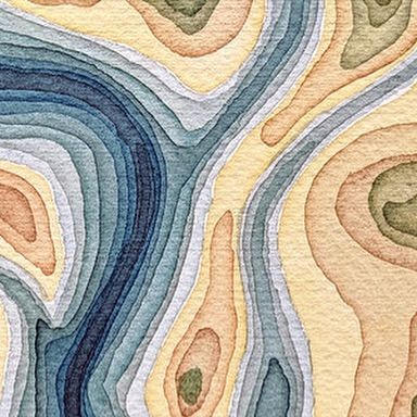 Valerie Scruggs Goodwin on Instagram: "DAY 1: Topographic, art that uses the language of contours lines found in a topographical map. ——- “Stream” by Ashlee Gillespie ——— https://ashleejart.com/river" Contour Map Art, Topographic Art, River Watercolor, Topographic Map Art, Cartography Art, Geology Art, Map Abstract, Topography Map, Topographical Map