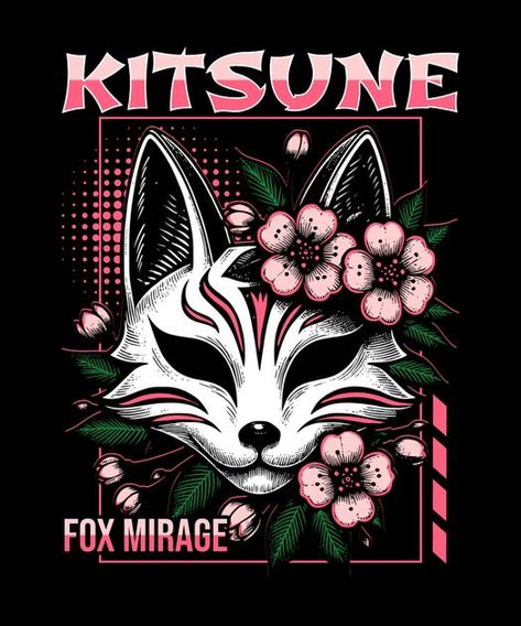 Kitsune mask japanese T-Shirt Design Template Japanese T Shirt Design, Kitsune Mask, Kitsune Fox, T Shirt Design Template, Japanese Tshirt, T Shirt Design, New Design, Design Template, Shirt Design