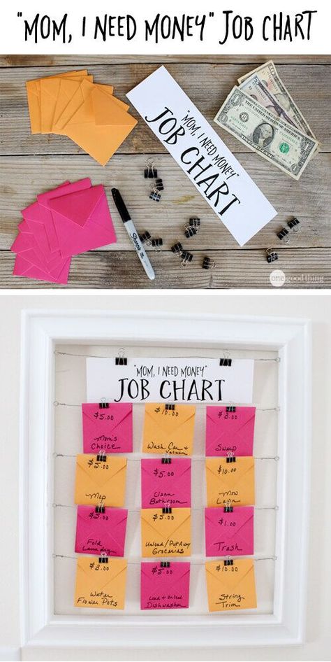 School Organization For Teens, Teen Chore Chart, Cleaning Calendar, Chore Board, Money Chart, Job Chart, Chore Charts, Teen Money, Job Ideas