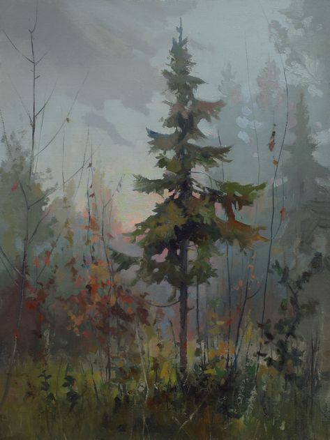 Landscape Art Painting, Nature Art Painting, Environmental Art, Tree Painting, In The Woods, Painting Inspiration, Aesthetic Art, Landscape Art, Nature Art