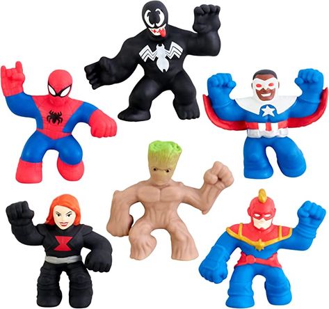 Amazon.com: Heroes of Goo Jit Zu Marvel Minis - Mega 6 Pack. 6 Squishy, Stretchy, Gooey Mini Marvel Heroes 2.5" Tall - Spider-Man, Captain America-Sam Wilson, Venom, Captain Marvel, Groot and Black Widow Goo Jit Zu, Funko Pop Exclusives, Superhero Toys, Marvel Figure, Sam Wilson, Toy Cars For Kids, Marvel Toys, Mini Figurine, Jack Kirby