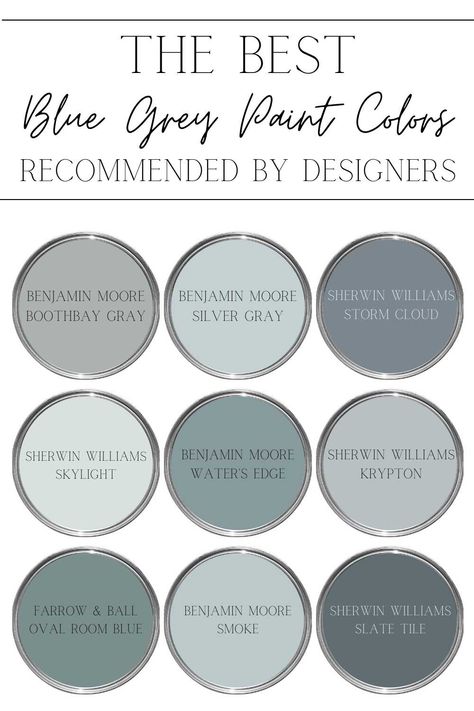 The Most Recommended Blue Grey Paint Colors - Bless'er House Seal Gray Paint Wall Colors, Paint Colors For Every Room In The House, Grey House Interior Paint, Blue And Gray Farmhouse Bathroom, Grey Paint And Accent Wall, Grey Bathroom Walls Gray Paint, Bedroom Paint Blue Grey, Lake House Painted Kitchen Cabinets, Bed Rooms Colors Paint Accent Wall