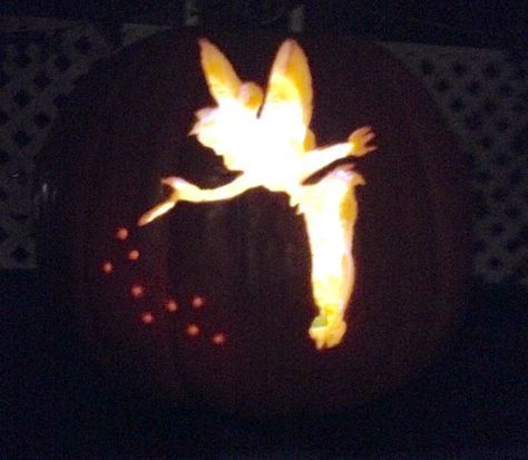 Tinker Bell  pumpkin carving 2014 Tinkerbell Pumpkin, Cute Pumpkin Carving, Disney Pumpkin Carving, Disney Pumpkin, Tinkerbell Disney, Pumpkin Carving Designs, Tinker Bell, Pumpkin Faces, Cute Pumpkin