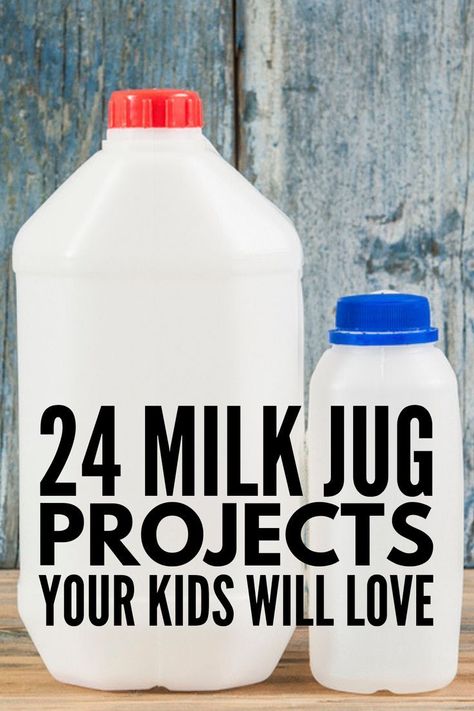 24 Milk Jug Crafts for Kids | Looking for art projects to teach your kids about recycling? These simple and fun ideas will inspire you! With ideas for boys and girls in preschool, kindergarten, and elementary school, teach your kids how to make a milk jug ball catcher, piggy bank, bird feeder, water balloon launcher, and more! Get creative with these recycled crafts at home and in the classroom – they make great Earth Day activities! #milkjugcrafts #recycledcrafts #recycledcraftsforkids Milk Jug Projects, Upcycling Projects For Kids, Recycled Crafts Kids Preschool, Water Balloon Launcher, Milk Jug Crafts, Crafts At Home, Diy Recycled Projects, Recycled Crafts Kids, Recycled Art Projects