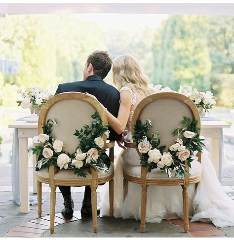 Wedding Chairs Bride And Groom, Soft Romantic Aesthetic, Groom Reaction To Bride, Wedding Bride And Groom Pictures, Bride Groom Chairs, Wedding Decorations Ceremony, Sweetheart Table Ideas, Bride And Groom Ideas, Whimsical Wedding Ideas