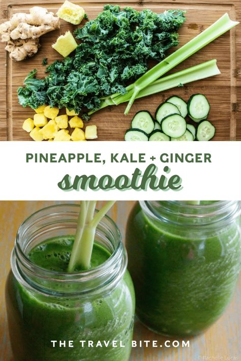 Smoothie Kale, Kale Smoothie Recipes, Pineapple Cucumber, Kale Juice, Kale Smoothie, Cleanse Detox, Ginger Smoothie, Brown Spots Removal, Healthy Smoothie