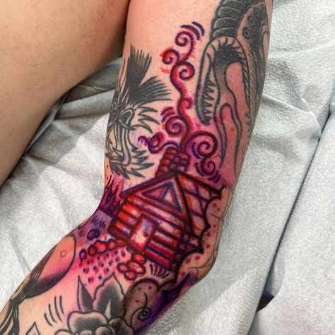 Drawn on cabin scene for Luke’s sleeve 💪 | Instagram Small Cabin Tattoo, Cabin Tattoo Design, Cabin Tattoo Sleeve, Cabin Tattoo Simple, Cabin Scene Tattoo, Log Cabin Tattoo, Cabin Tattoo, Tattoo Inspo, Log Cabin