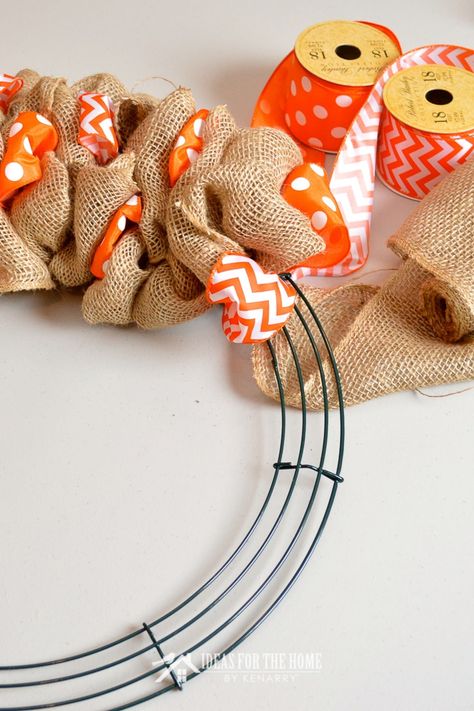 Diy Burlap Wreath, Easy Burlap Wreath, Burlap Ribbon Wreaths, Ribbon Wreath Diy, Summer Burlap Wreath, Burlap Wreath Tutorial, Burlap Wreath Diy, Custom Wreath, Mesh Wreath Tutorial