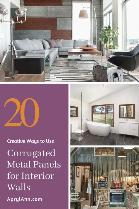 Corrugated Metal Panels For Interior Walls Corrugated Metal Wall, Metal Garage Doors, Rv Remodeling, Galvanized Metal Wall, Interior Design Articles, Corrugated Tin, Metal Wall Panel, Rustic Bathroom Vanities, Brick Paneling