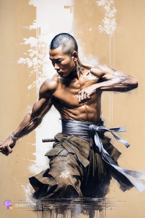 Fierce Monk Combat: Digital Neuro-Artistry" Immerse yourself in the fierce world of monk combat with this digital neuro-art piece. Inspired by the dynamic style of Guy Denning and created through Stable Diffusion, this artwork captures the essence of martial arts in a modern, surreal context. Perfect for fans of innovative and powerful art. #CombatArt #MonkArt #NeuroArt #StableDiffusion #MartialArts Mens Anatomy, Zeta Tattoo, Guy Denning, Combat Art, Chic Art, Powerful Art, Mythology Art, Kung Fu, Martial Arts