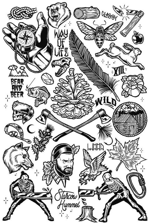 Tato Flash, 5 Pictures, Tattoo Zeichnungen, Hawaiian Tattoo, Flash Sheet, Tattoo Flash Sheet, Old School Tattoo Designs, Butterfly Tattoos, Tiny Tattoo